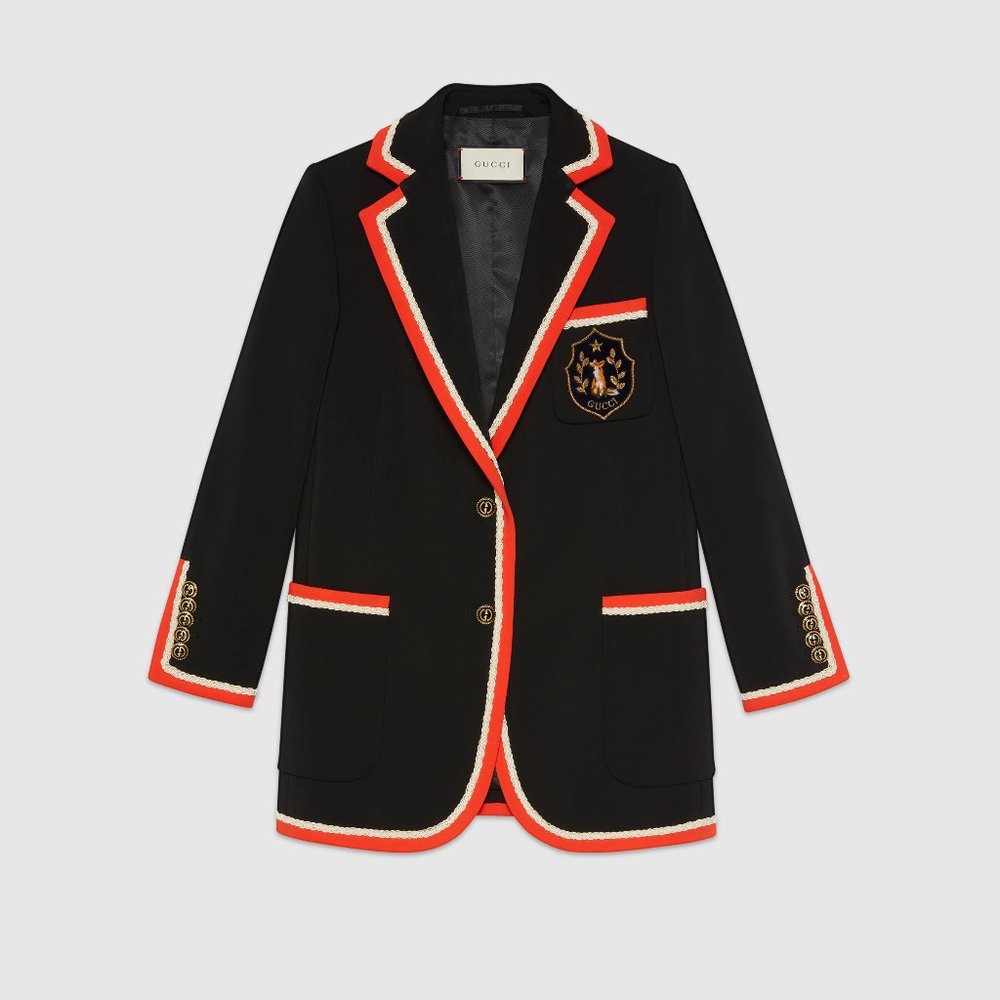 Gucci Viscose Jacket With Fox Crest In Black NEW WITH TAGS!